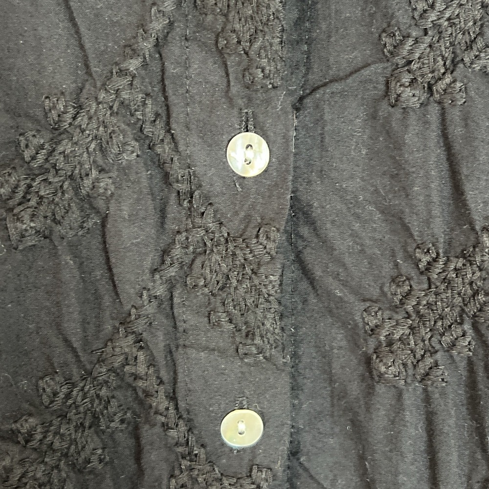 NEW Julia Amory Black Embroidered Long Sleeve The Swizzle Button Up Dress Medium - Picture 7 of 8